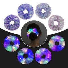 Light Up Scrunchies Party Favor, Gifts for Girls Halloween LED Scrunchy Hair Ties for Women & Girls Hair 80s, Glow in the Dark Party Supplies Festival Rave Accessories for Neon Glow Party