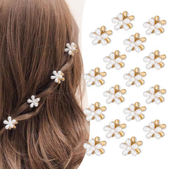 CWJCYTNSN 16PCS Small Metal Hair Claw Clips, Silver Mini Hair Clips for Thin Thick Hair, Cute Tiny Hair Clips, Little Flower Hair Jaw Clamps, Nonslip Bangs Pins Hair Accessories for Women Girls