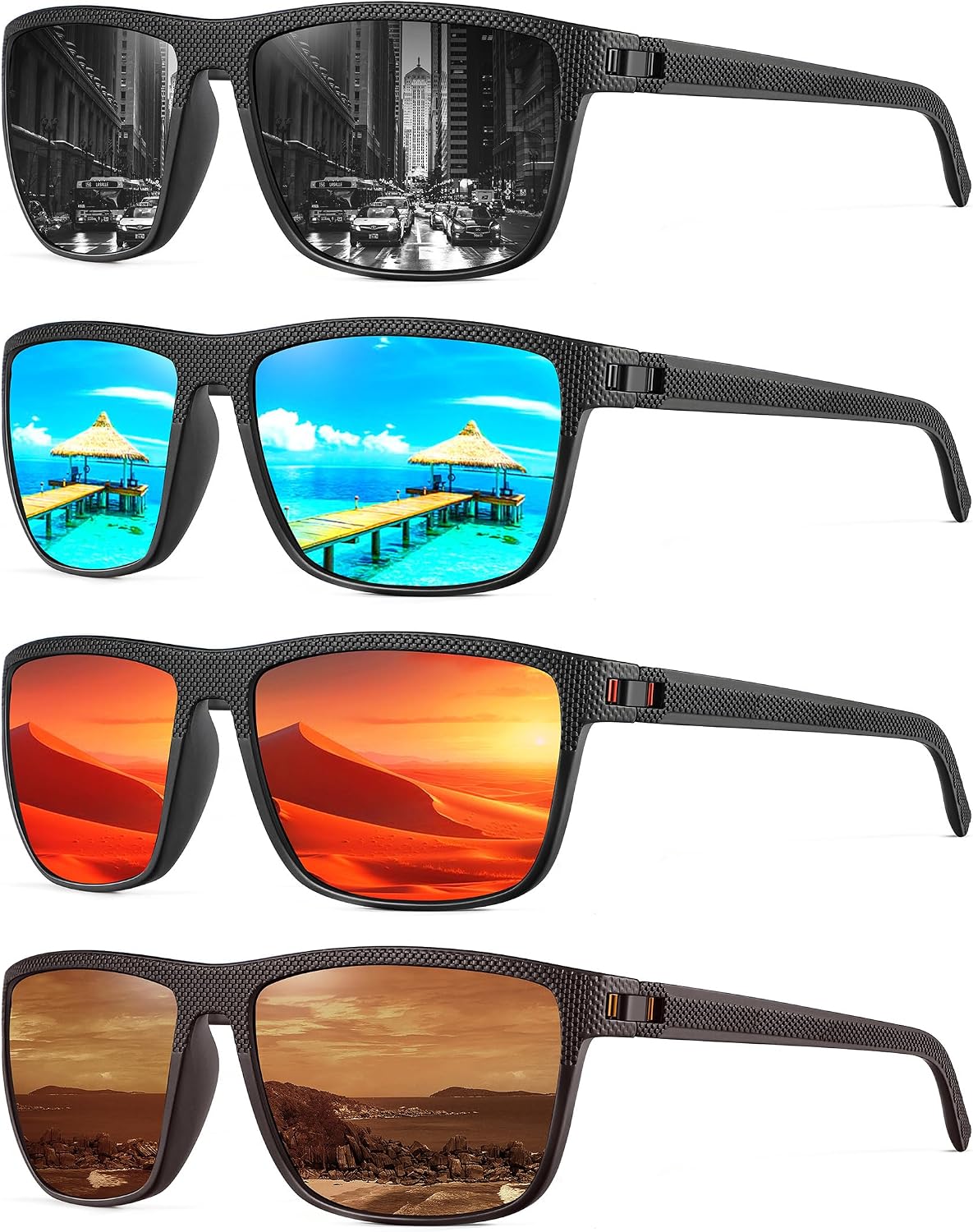 NSSIW Mens-Sunglasses Polarized Sunglasses Men : Classic Sun Glasses with UV Protection for Driving Fishing Golf 4 Packs