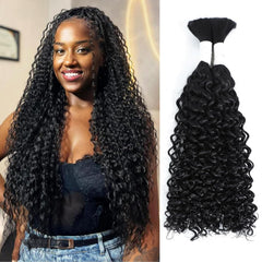 Human Braiding Hair 14 Inch Deep Water Wave Bulk Human Hair for Braiding 12A Brazilian Virgin Curly Hair for Boho Braids Wet and Wavy No Weft 1 Bundle 50g Hair Extensions