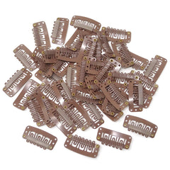 Honbay 50PCS 6-Teeth U-Shape Snap Clips for Hair Extensions - 3.3cm/1.3inch (Black)