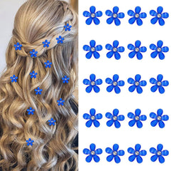 YISSION 20Pcs Mini White Rhinestone Flower Hair Clips, Decorative Wedding Bridal Hair Barrettes and Pins for Girls Women