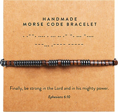 ARK & BAY Christian Morse Code Bracelet | Handmade Adjustable Custom Bible Verse Bracelets For Women & Men | Religious Faith Scripture | Catholic Beaded Jewelry Gift For Encouragement, Inspirational Hidden Message