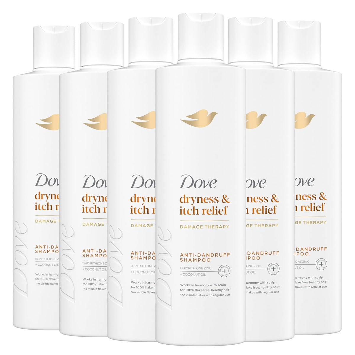 Dove Damage Therapy Derma Shampoo Dryness + Itch for Flaky Scalp with Pyrithione Zinc and Coconut Oil 12 Fl Oz