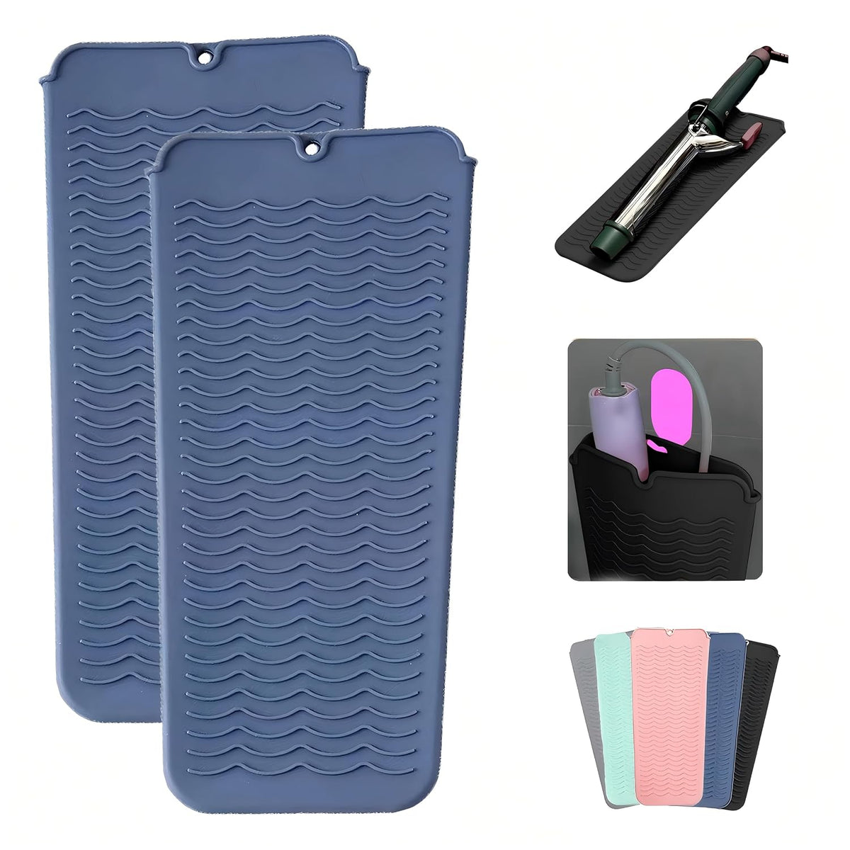 Large Silicone Heat Resistant Mat, Hot Tools Straightener Mat, Professional Heat Mat for Curling Iron, Flat Iron and Hair Styling Tools, Heat Resistant Mats for Countertop Vanity Mat Organizer (Black)
