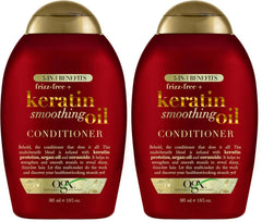 OGX Frizz-Free + Keratin Smoothing Oil Conditioner, 5 in 1, for Frizzy Hair, Shiny Hair, 13 Fl Oz