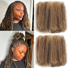 Afro Kinkys Bulk Human Hair 2 Bundles 20 Inch Afro Kinky-Curly Human Hair Bulk for Twist Dreadlock Extensions Locs Repair Soft 4C Curly for Braids Nature Black