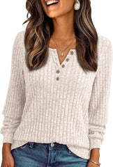 AUTOMET Long Sleeve Henley Shirts Women's Business Casual Lightweight Tunic Sweater Tops