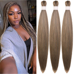 Brown Blonde Braiding Hair Pre stretched Box Braiding Hair Extensions Feed in Braids