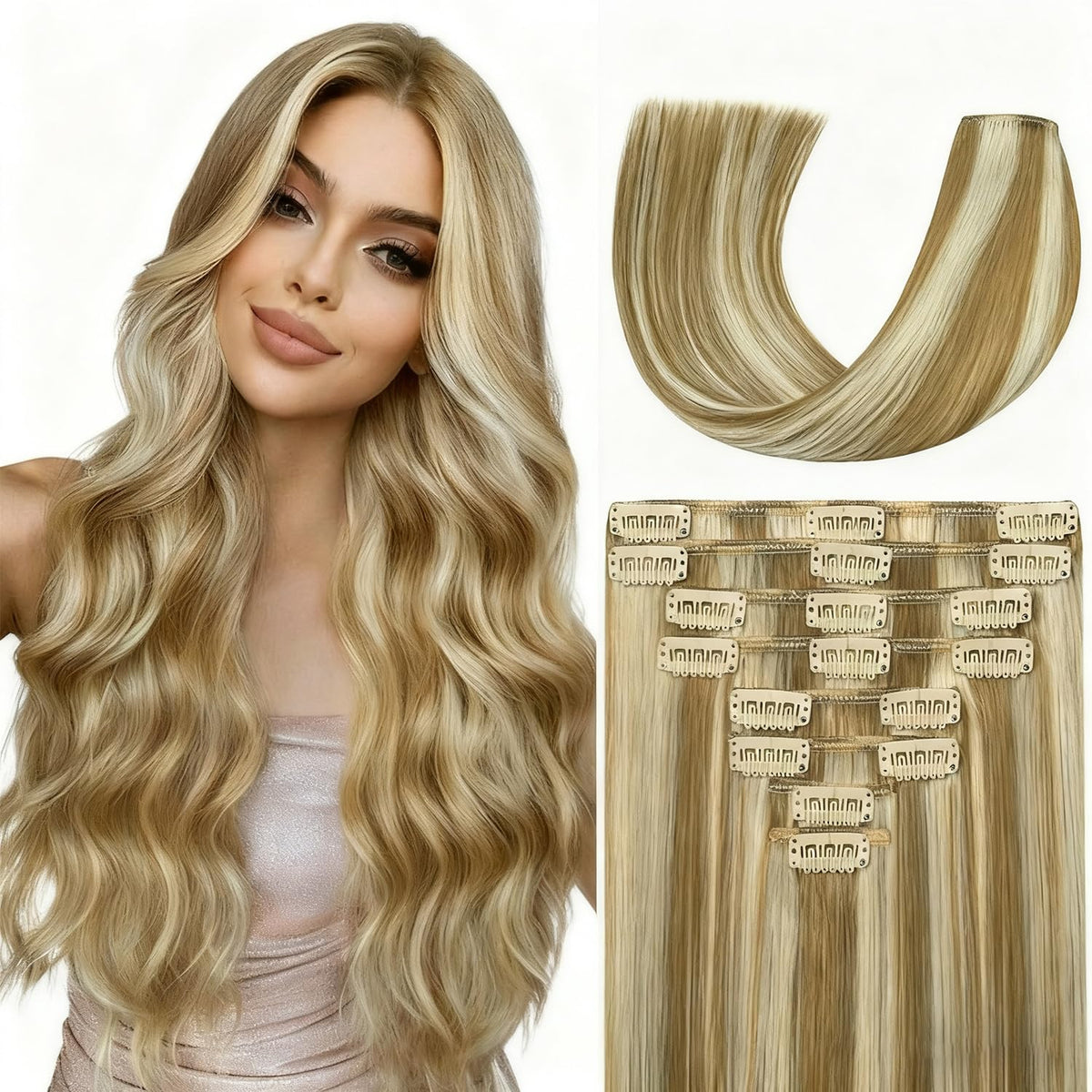 Dark Brown Clip in Hair Extensions Real Human Hair Invisible Seamless Remy Human Hair Clip in Extensions for Women 18 Inch 100g, 8pcs Per Set with Double Weft