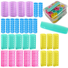 30Pcs Plastic Hair Curlers Rollers Set, Snap on Rollers Self Grip Hairdressing Curlers Hair Curlers No Heat Hair Rollers for Long Medium Short Thin Fine Hair with Mini Comb (5 Sizes)