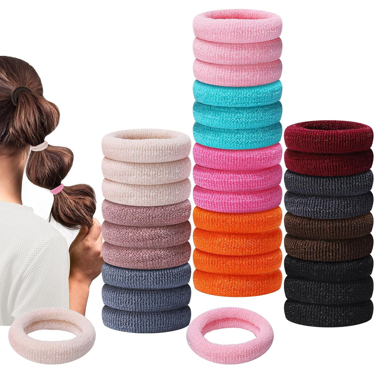 150 Pack Soft Seamless Hair Bands and Ponytail Holders - Elastic No Damage Hair Accessories for Girls and Toddlers