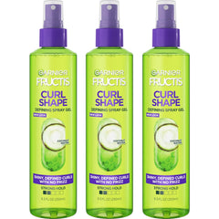 Garnier Fructis Style Curl Shape Defining Spray Gel for No Frizz, 8.5 Fl Oz, 3 Count (Packaging May Vary)