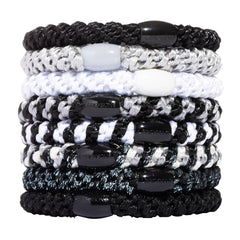 L. Erickson Grab & Go Ponytail Holders, Black, Set of Eight - Exceptionally Secure with Gentle Hold