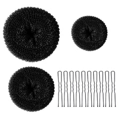 TsMADDTs Donut Hair Bun Maker, 3PCS Dark Brown Ring Style Bun Maker with 20PCS U Shaped Hair Pins for Women Dance