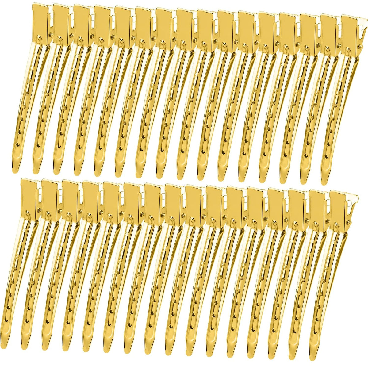 YGDZ Duck Billed Clips, 30pcs 3.5 Inch Metal Alligator Curl Hair Clips with Holes for Styling, Coloring, Thick Hair Rollers, Salon Use, Silver