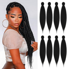 Pre-stretched Braiding Hair - 24 Inch 8 Packs Brown Braiding Hair For Twist or Box Braids, Long Yaki Texture Hot Water Setting Synthetic Braiding Hair Extensions (24 Inch, #30-8P)