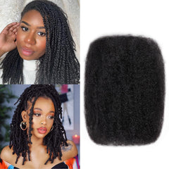 Afro Kinkys Bulk Human Hair For Braiding Afro Kinky-Curly Human Hair Bulk For Mini Twist Hair 12Inchs 50g/pack Bulk Human Braiding Hair For Micro Locs Extensions (1B, 12Inchs,50g/pack)