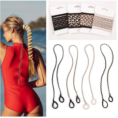 Sport Hair Ties for Women - 4 Pony Tails Elastic Ties for Gym & Swimming - 30 Inch Length