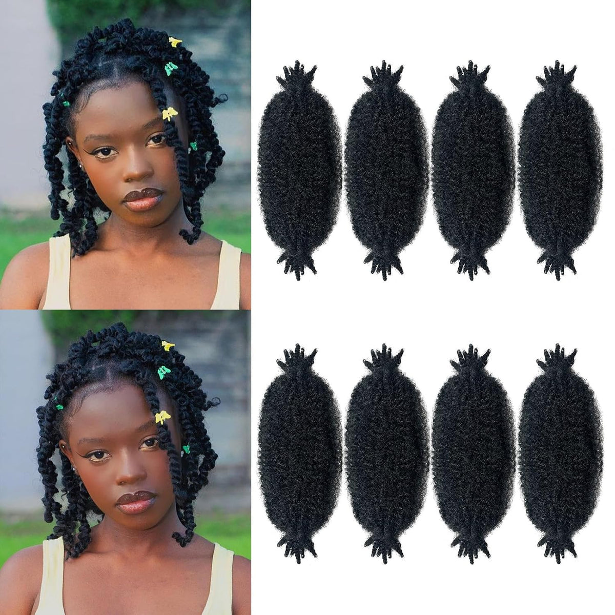 3 Packs Marley Twist Braiding Hair, 12 Inch Pre-Separated Springy Afro Twist Hair Kinky Twist Crochet Hair Braids for Distressed Soft Locs Spring Twist Hair for Women (12 Inch (Pack of 3), 1B)
