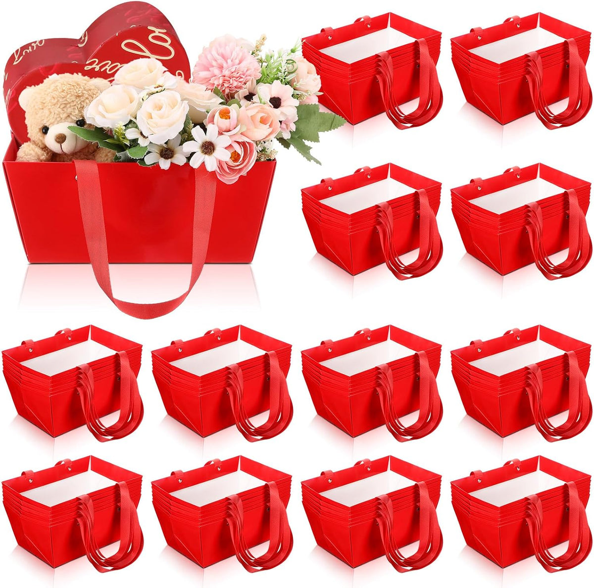 Glenmal 72 Pcs Baskets for Gifts Waterproof Empty Kraft Basket Bulk with Handles 9.8 x 6.5 x 4.3'' Gift Basket Empty to Fill for Wedding Party Christmas Valentines(Orange)