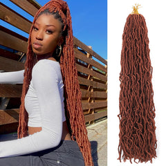 7 Pcs Faux Locs Crochet Hair 16 Inch Soft Locs Crochet Hair Goddess Locs Hair Extensions 1B#