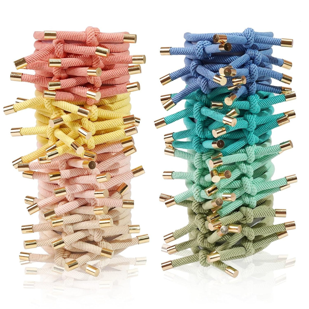 40 PCS Elastics Knotted Hair Ties for Women, Adjustable No Damage Ponytail Holders for Women Girls, 5MM Rubber Bands for Hair, 4 Colors