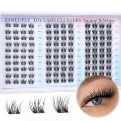 Wispy Lash Clusters Kit Natural Lash Extension Kit DIY Eyelash Extension Kit 10-14MM Individual Lashes Thin Band Eyelash Clusters with Lash Cluster Glue and Tweezers by zanlufly