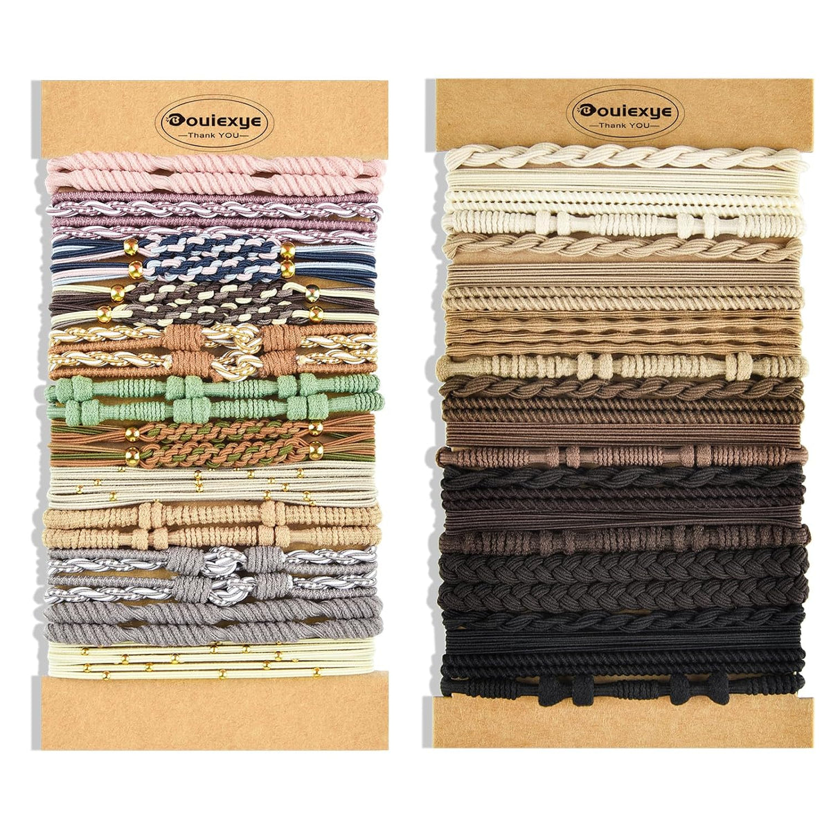 Boho Hair Accessories for Women: 24PCS Hair Tie Bracelets, 6 Styles, 10 Colors, No Damage for Thick Hair