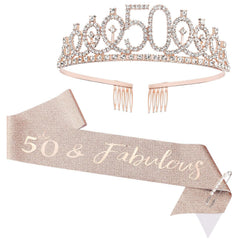 CIEHER 75th Birthday Gift Set - Crown, Sash, Pearl Pin, Decorations and Party Supplies for Women's Fabulous 75th Celebration