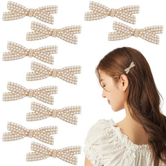 5 Pcs Pearl Bow Hair Clips Duckbill Hair Claw Clips Gold Metal Hair Clip Elegant Cute Hair Pins Hair Accessories Headwear Styling Tools Gifts for Little Girls Women