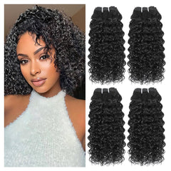 Liang Dian Curly Bundles Human Hair 10 10 12 12 Inch Kinkycurly Bundles Human Hair for Black Women 100% Unprocessed 12A Brazilian Virgin Hair Quick Weave Extensions Natural Black