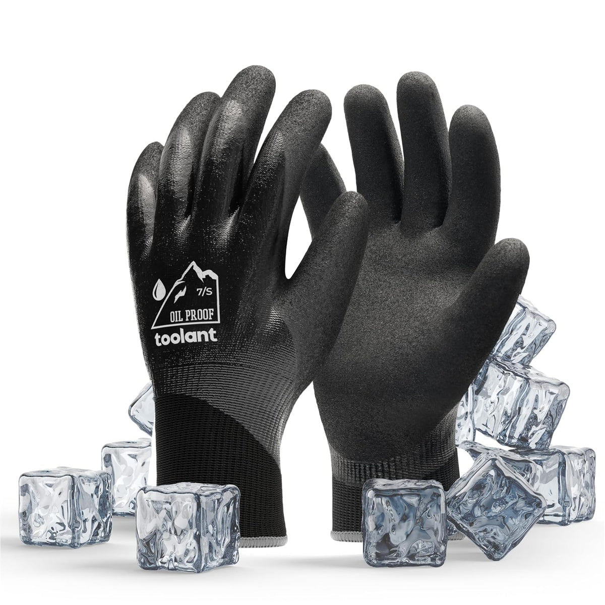 100% Waterproof Gloves for Men and Women, Winter Work Gloves for Cold Weather, Thermal Insulated Freezer Gloves, Touch Screen, With Grip, Grey, Small