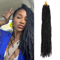 Fuax Locs Crochet Hair Super Lightweight Micro Locs 4 Pack Sister Locks Crochet Hair Synthetic braids Hair Extensions (1B, 18 Inch)