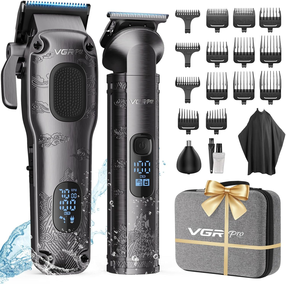 Hair Clippers for Men Professional, Cordless Hair Clippers for Hair Cutting, Mens Clippers and Trimmers Set, Electric Hair Trimmer for Men with Package Box