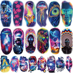 77 Sheets Temporary Tattoos, 17 Sheets Half Arm Space Planet Astronaut Jellyfish Cat Tiger Fake Tattoos for Adults Chest Shoulder, 60 Sheets Tiny Temporary Tattoos Realistic for Men Women Boys & Girls