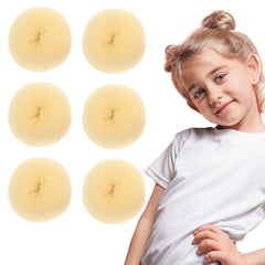 Styla Hair Small Donut Bun Maker for Kids Hair Buns - Easy Ballet and Sock Buns (6pc Brown 2 Inch Size)