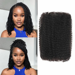 Afro Kinkys Bulk Human Hair 16-Inch 30g/bundle Natural Black Mini Twist Human Hair for Microloc Loc Repair Twist Braids - Bleachable and Dyable (1 B 16 Inch)