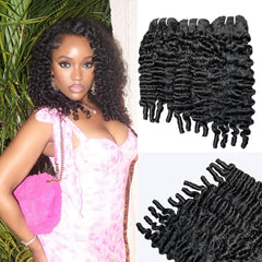 Burmese Curly Bundles Human Hair 12 Inch Human Hair 4 Bundles 100% Unprocessed Quick Weave 3c4a Real Human Hair Extensions Natural Black