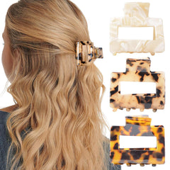 2PCS Hair Claw Banana Clips tortoise Barrettes Celluloid French Design Barrettes celluloid Leopard print Large Fashion Accessories for Women Girls