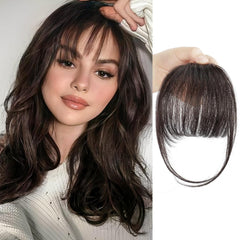 BOGSEA Clip in Bangs Real Human Hair Bangs Hair Clip Fringe with Temples Hairpieces for Women Natural Looking Hair Extension for Daily Wear (Wispy Bangs, Dark Brown)