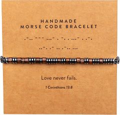 ARK & BAY Christian Morse Code Bracelet | Handmade Adjustable Custom Bible Verse Bracelets For Women & Men | Religious Faith Scripture | Catholic Beaded Jewelry Gift For Encouragement, Inspirational Hidden Message