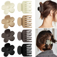 8 PCS 1.6 Inch Hair Clips for Thin Hair, Medium Size Non-slip Matte Claw Clips Women, Double Row Teeth Jaw Clips with Neutral Color (C01-8 pack)
