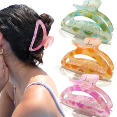 Flower Hair Claw Clips for Women/Girls, 3PCS 3.1" Big Cute Clips for Thick/Thin Fine Hair, Nonslip Strong Hold Hair Styling Accessories (A-colorful)
