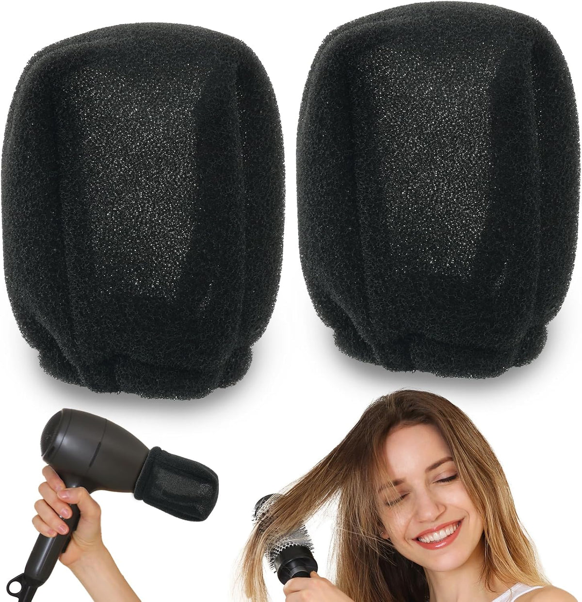 2Pcs Sock Diffuser for Hair Dryer - Compact and Portable (4.7x3.9") Travel Hair Dryer Diffuser Sock‌ Made of Soft, Heat-Resistant and Flexible Foam, Tear-Resistant and Reusable