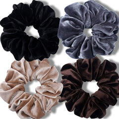 IVARYSS Extra Large Scrunchies for Women's Hair, Premium Satin Soft Jumbo Scrunchy, XL 6 inch Big Elastic Thick Band Hair Accessories, 4 Pack, Dots