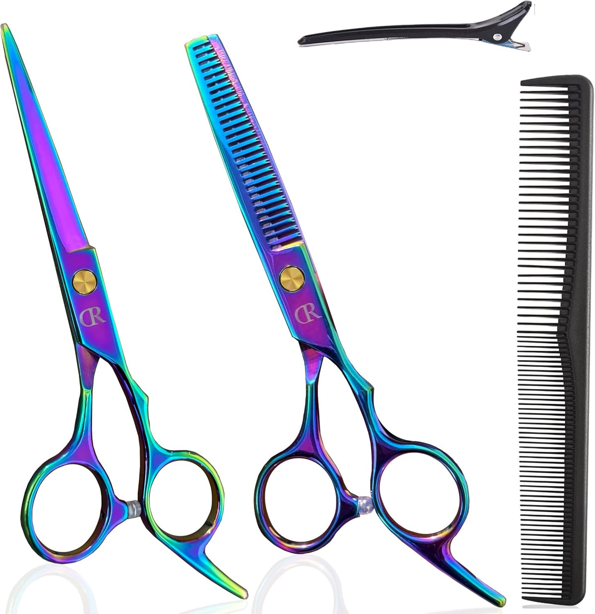 Hair Cutting Scissors Thinning Shears Set, 6.5 Inch Professional Barber Hairdressing Texturizing Scissors Edge Razor Sharp Blades Haircut Scissor for Men Women Kids Japan 440c Stainless Steel