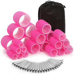 Selizo Hair Curlers 36 Pcs Set with 24Pcs Hair Curlers 4 Sizes and 12 Pcs Hair Clips for Long Medium Short Thick Hair, Black