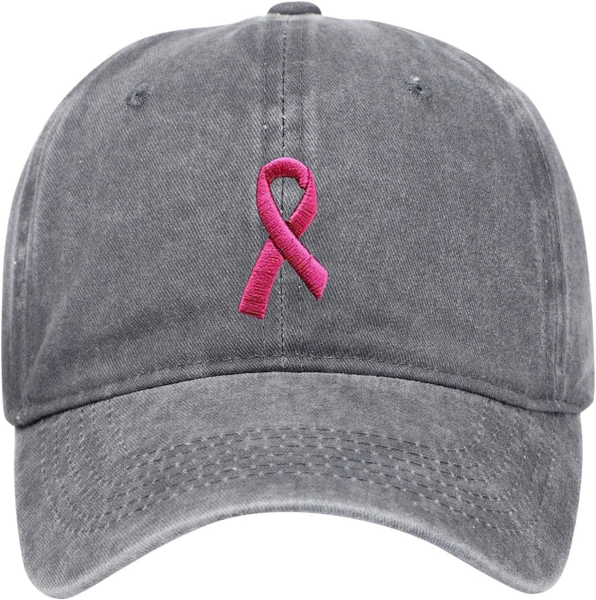 Breast Cancer Awareness Hat for Women, Embroidered Pink Ribbon Vintage Cotton Adjustable Baseball Cap for Women Girls