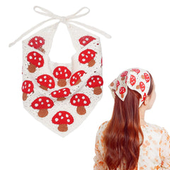 hoyuwak Crochet Bandanas Headbands Head Scarf Hair Scarf for Women Girls Knitted Floral Hair Accessories for Hair Styling Festival Holiday Christmas Decor(White)